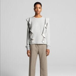 A.L.C ALC Keller Ruffle Trim Cotton Top In Heather Grey Size Large